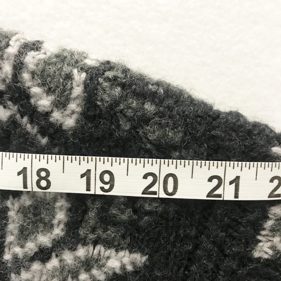 NOMADIC TRADERS Cardigan Sweater Full Zip Black Wool Fair Isle By Hand Size M - Picture 10 of 11